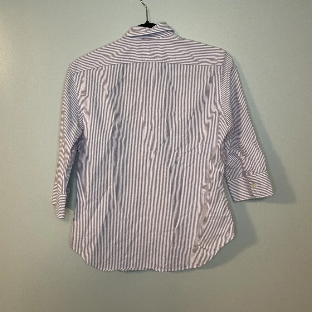 Ralph Lauren Women's Striped Button-Up Shirt in Light Blue - Picture 4 of 4
